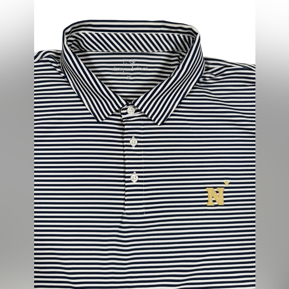 Vineyard Vines Blue White Striped Polo Shirt Mens Size XL Navy Midshipmen Preppy